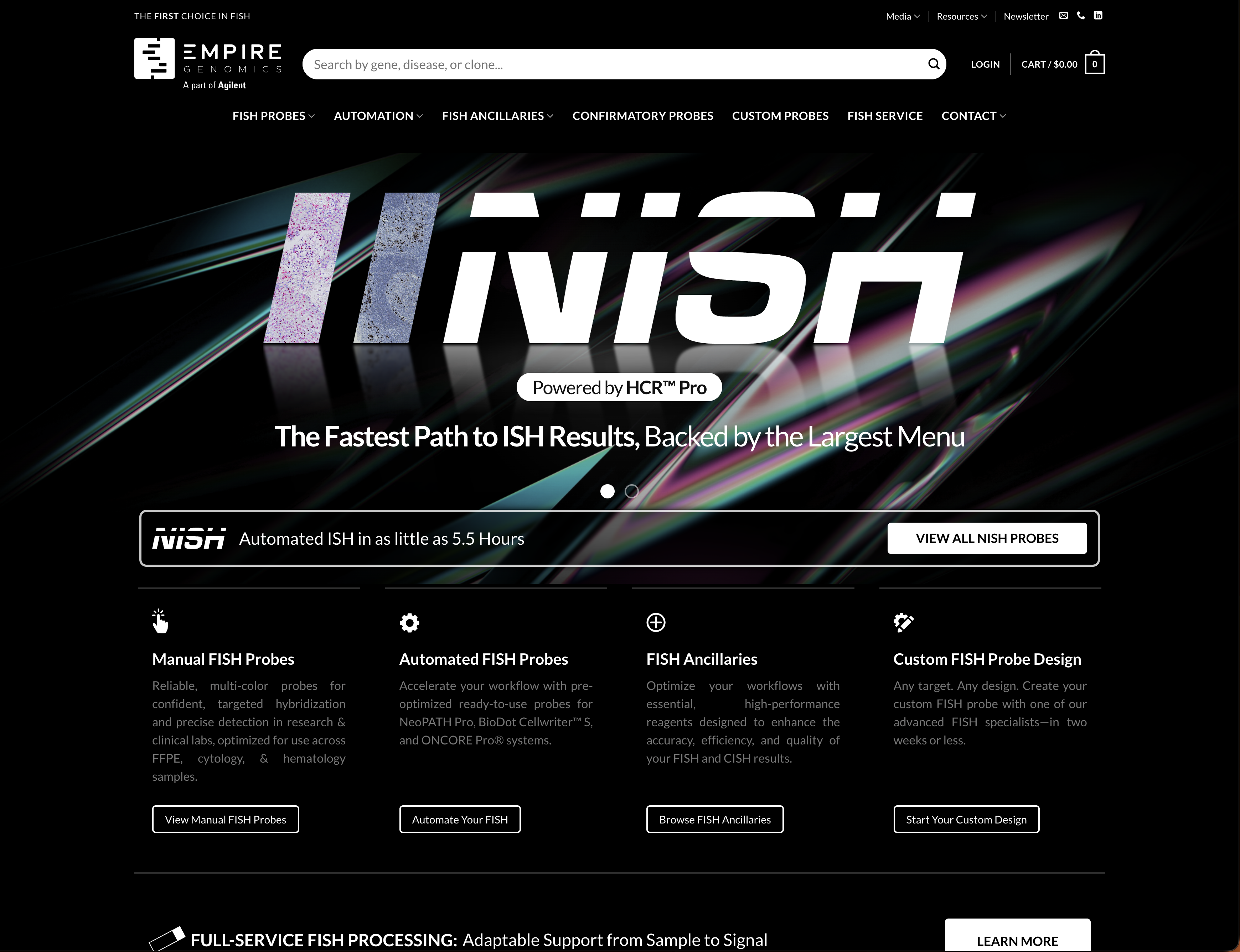 Empire Genomics website showing its product range