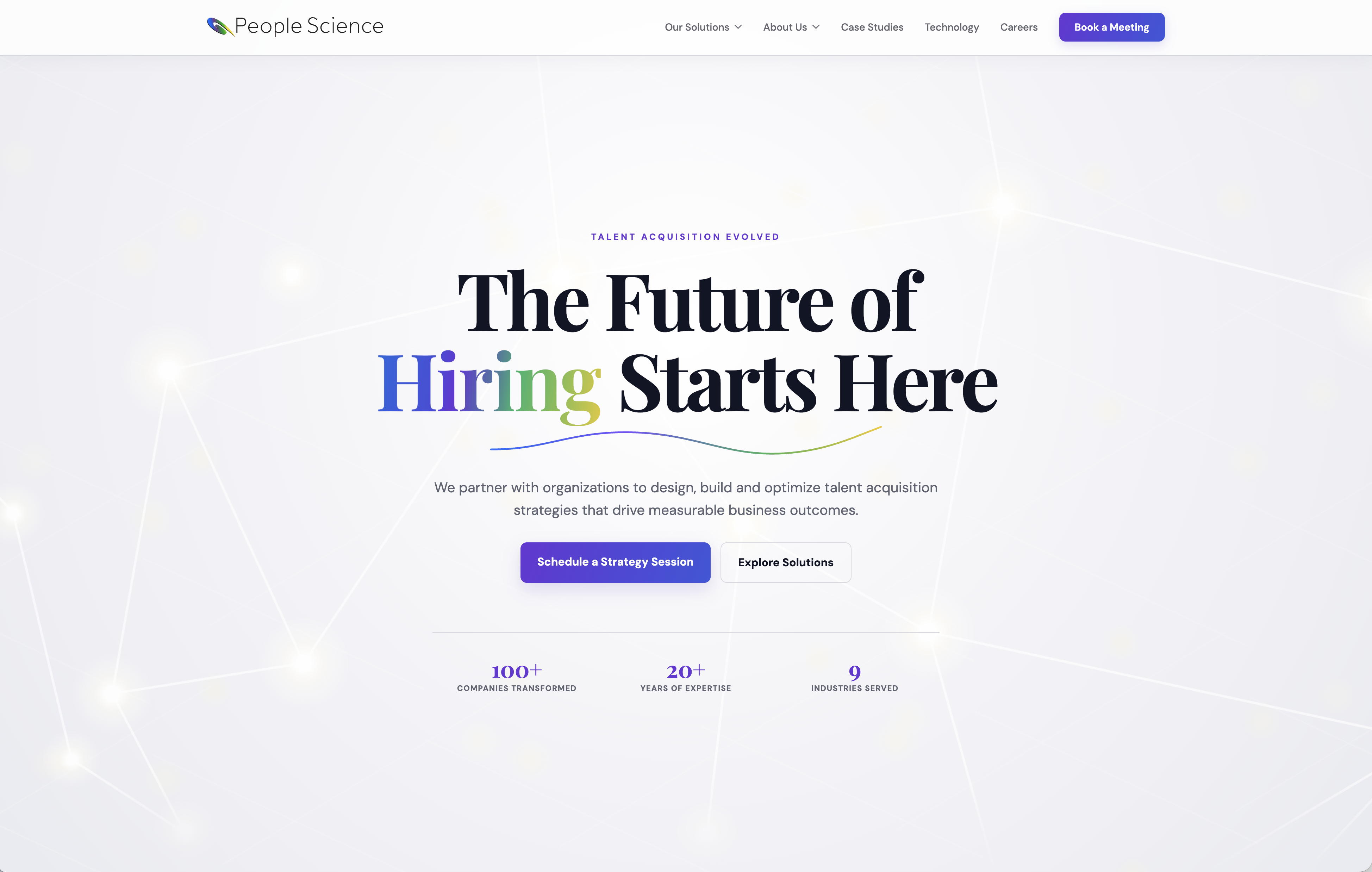 People Science homepage with a talent acquisition headline and strategy-session links